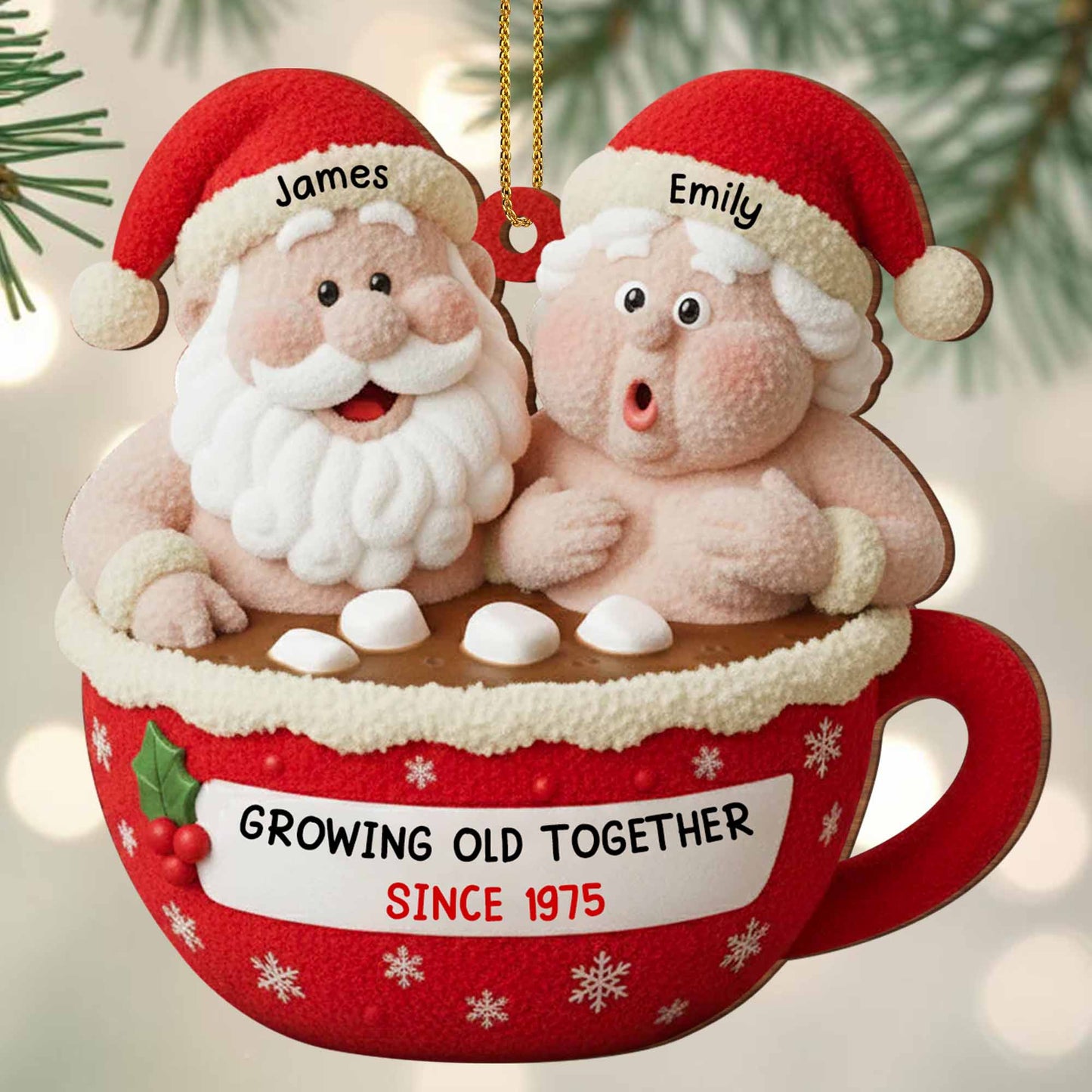 Growing Old Together Santa And Mrs. Claus Ornament - Personalized Custom Wood Ornament, Custom Shaped - CPL961_WDO