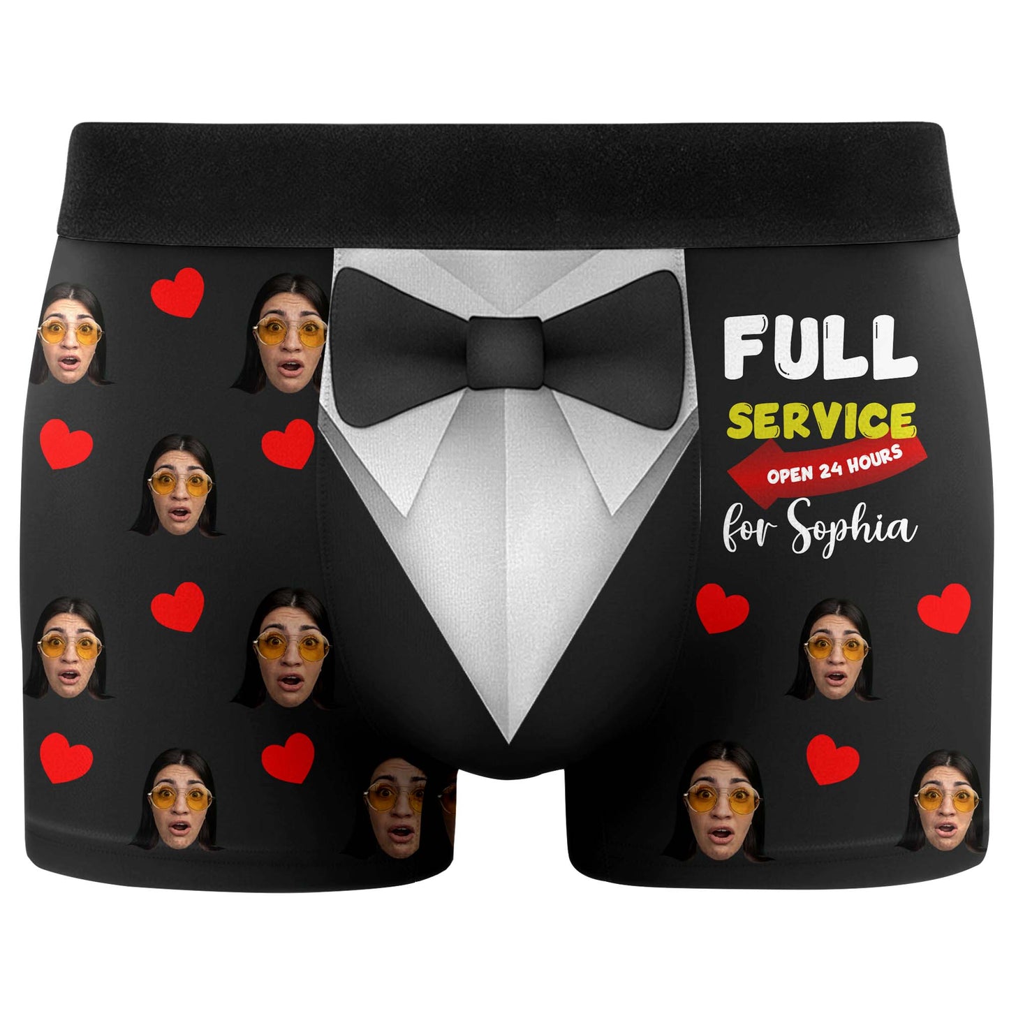 Full Service Open 24 Hours With Bow Tie And Hearts Design