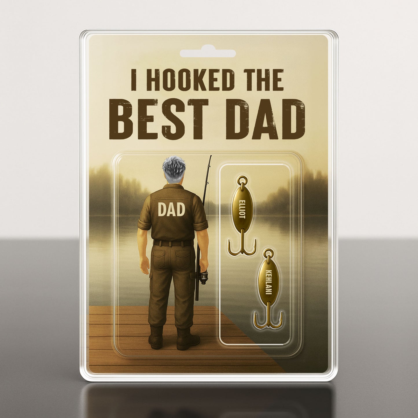 I Hooked The Best Dad, Fishing Rod and Fish Hooks - Personalized Custom Acrylic Plaque - DAD003_RECA