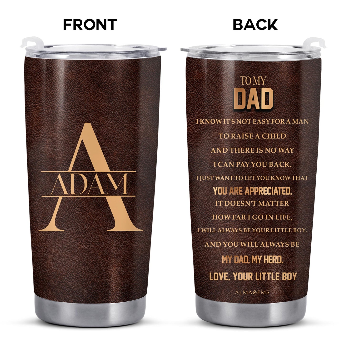 Dad Appreciation Engraved Message Steel Tumbler
