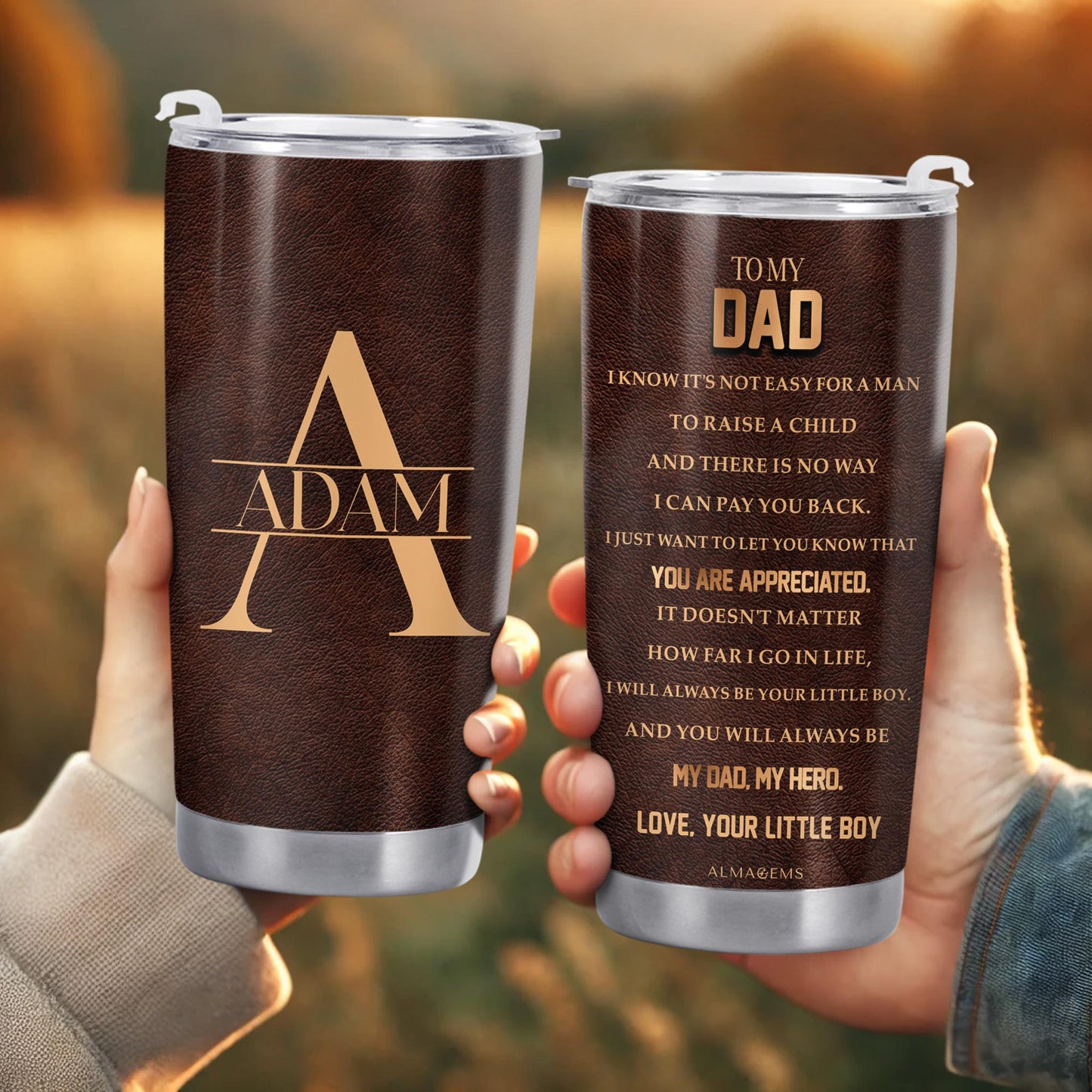 Dad Appreciation Engraved Message Steel Tumbler
