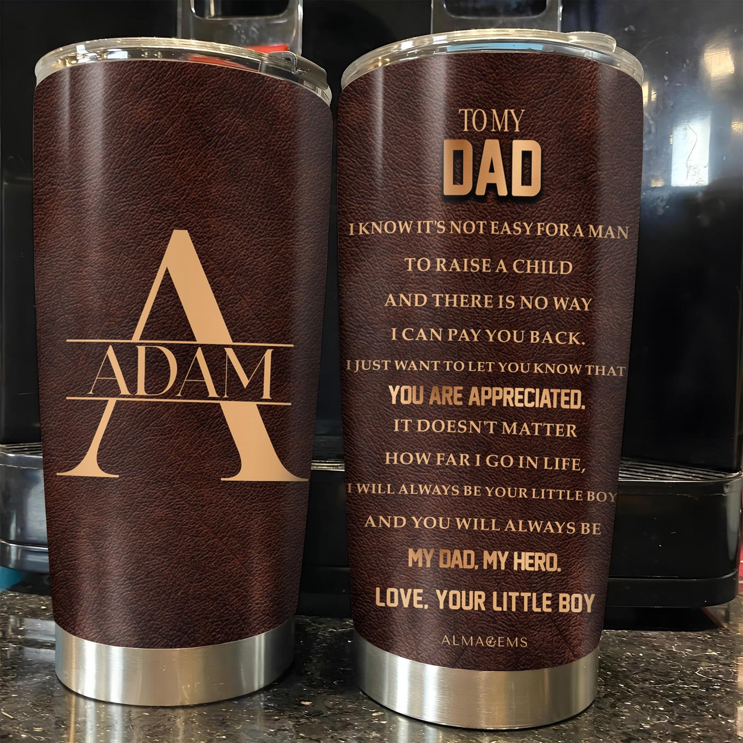 Dad Appreciation Engraved Message Steel Tumbler