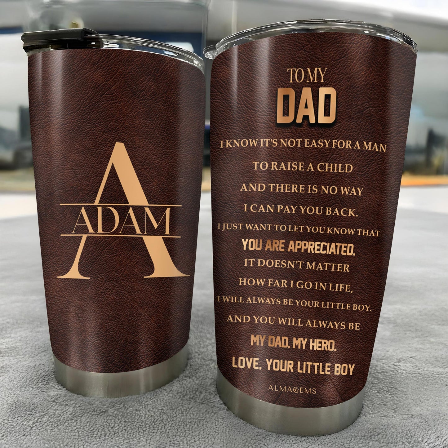 Dad Appreciation Engraved Message Steel Tumbler