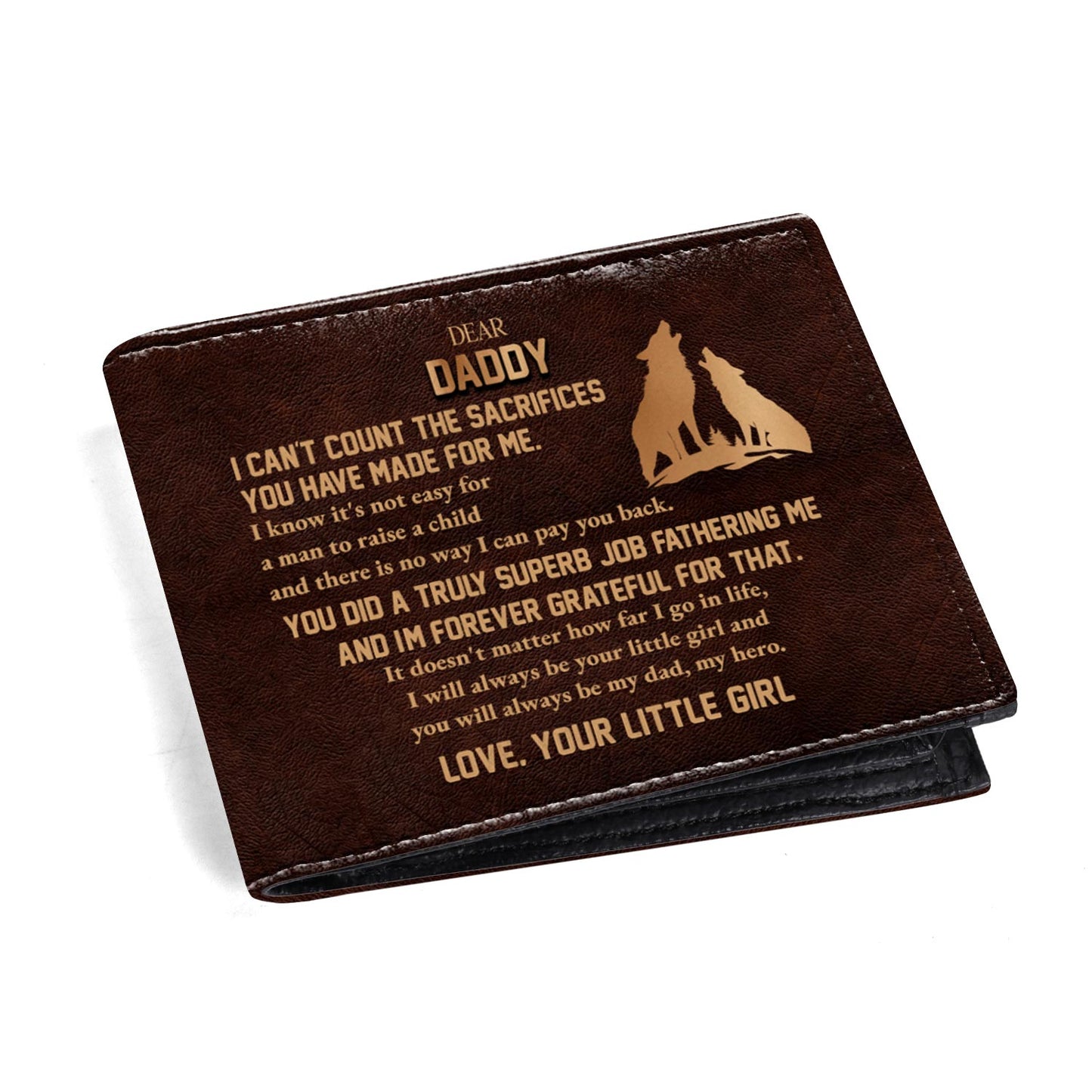 Dear Daddy Forever Grateful Love Your Little Boy Silhouette Man And Boy - Personalized Custom Men's Leather Wallet - DAD013_MW