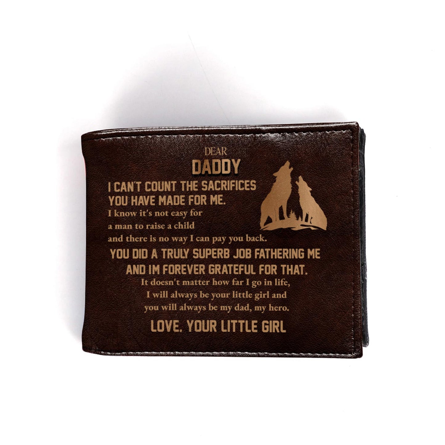 Dear Daddy Forever Grateful Love Your Little Boy Silhouette Man And Boy - Personalized Custom Men's Leather Wallet - DAD013_MW