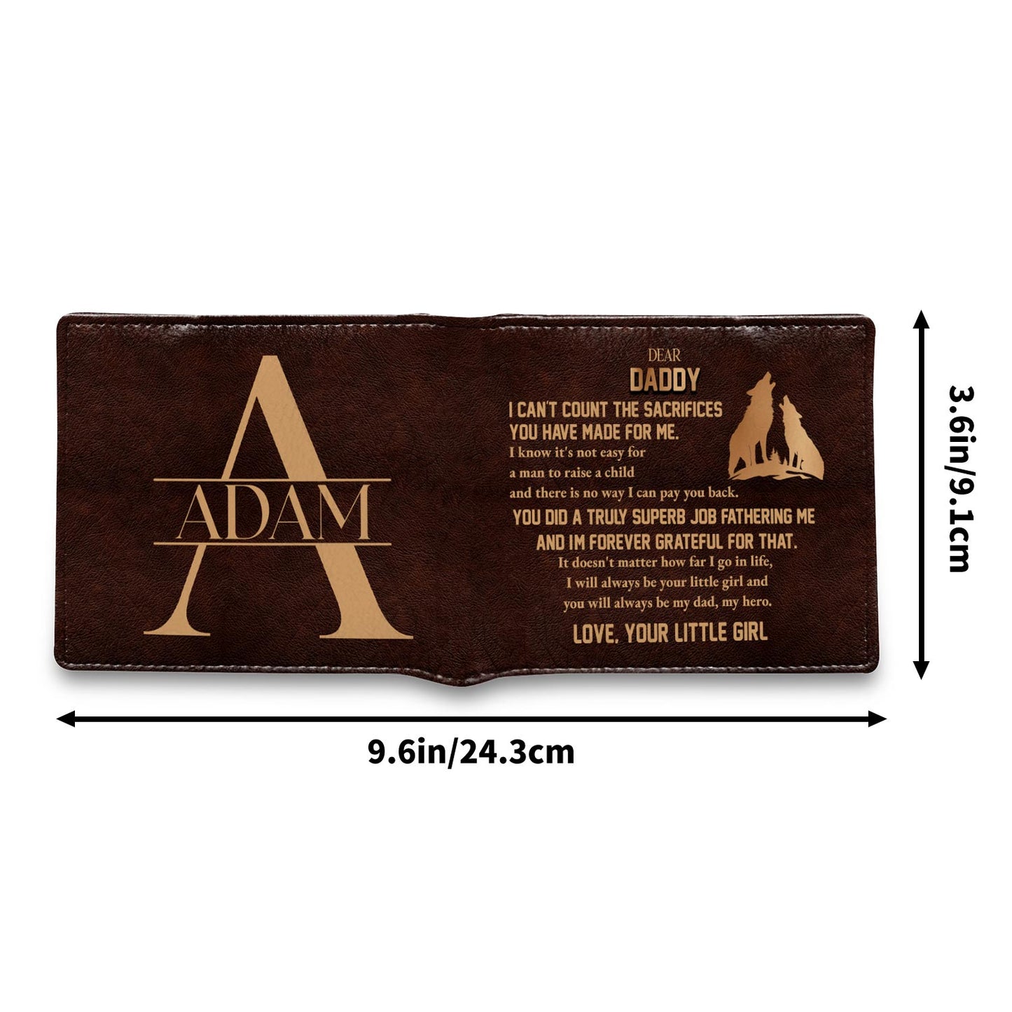 Dear Daddy Forever Grateful Love Your Little Boy Silhouette Man And Boy - Personalized Custom Men's Leather Wallet - DAD013_MW