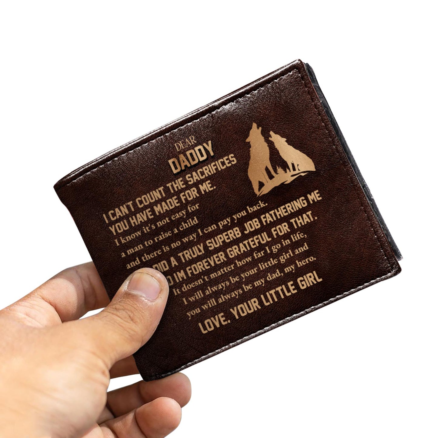 Dear Daddy Forever Grateful Love Your Little Boy Silhouette Man And Boy - Personalized Custom Men's Leather Wallet - DAD013_MW