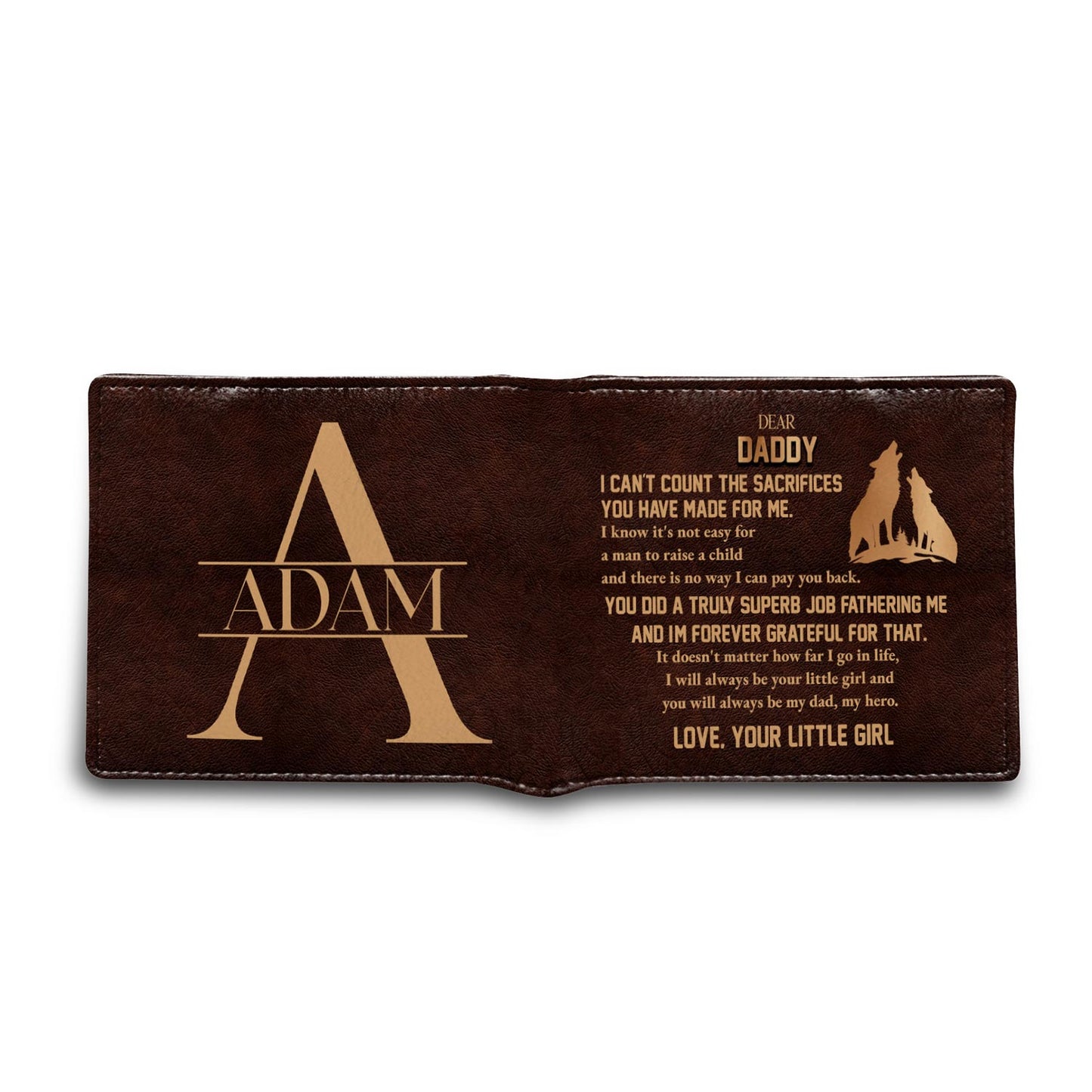 Dear Daddy Forever Grateful Love Your Little Boy Silhouette Man And Boy - Personalized Custom Men's Leather Wallet - DAD013_MW