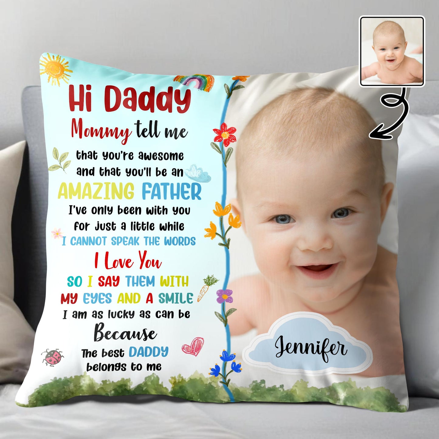 Hi Daddy, Mommy Tell Me That You're Awesome, Flowers and Baby Smile