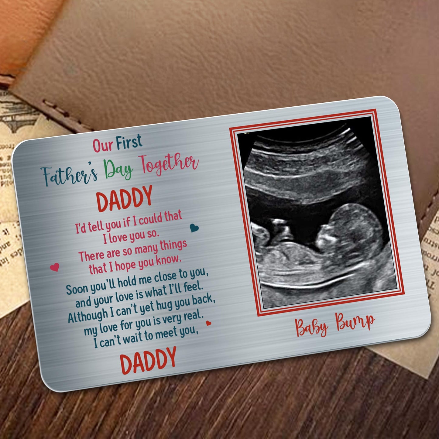 Our First Father's Day Together, Ultrasound Image And Heart Shapes