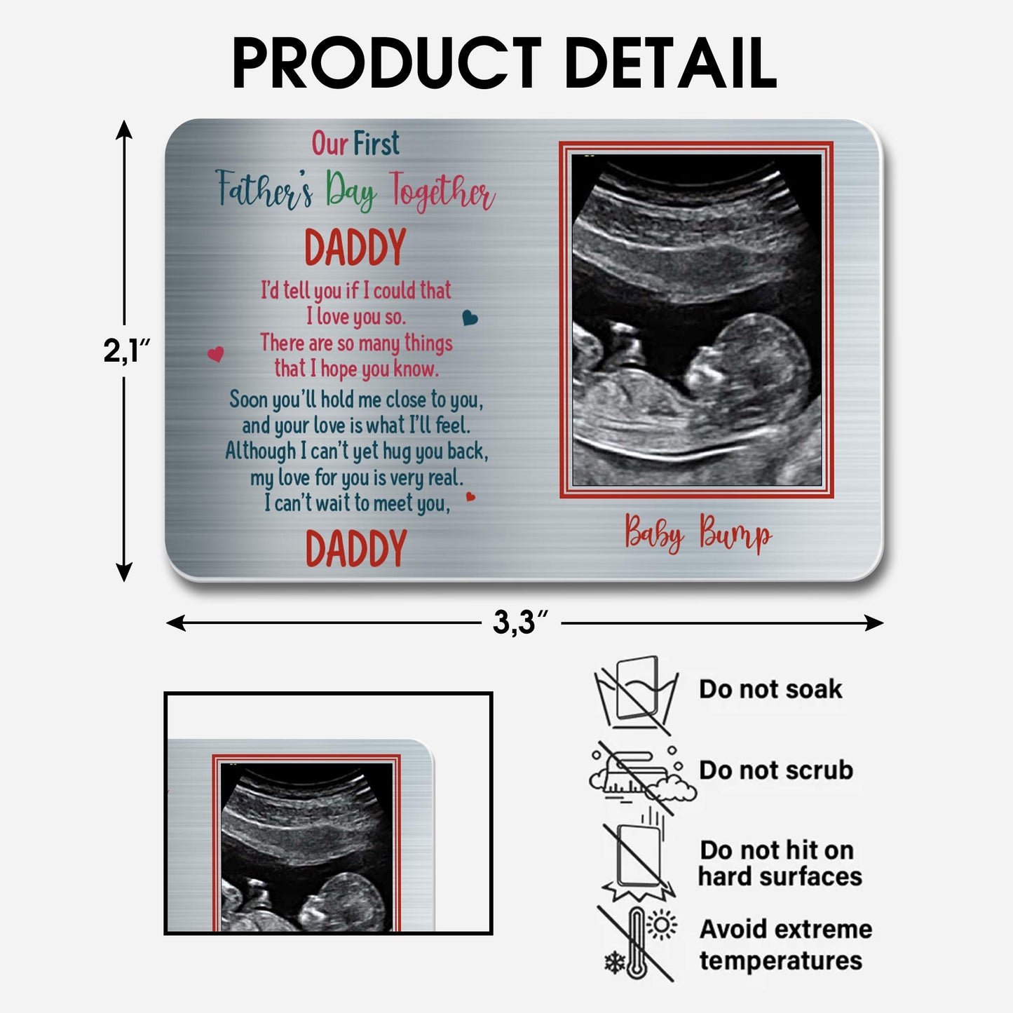 Our First Father's Day Together, Ultrasound Image And Heart Shapes