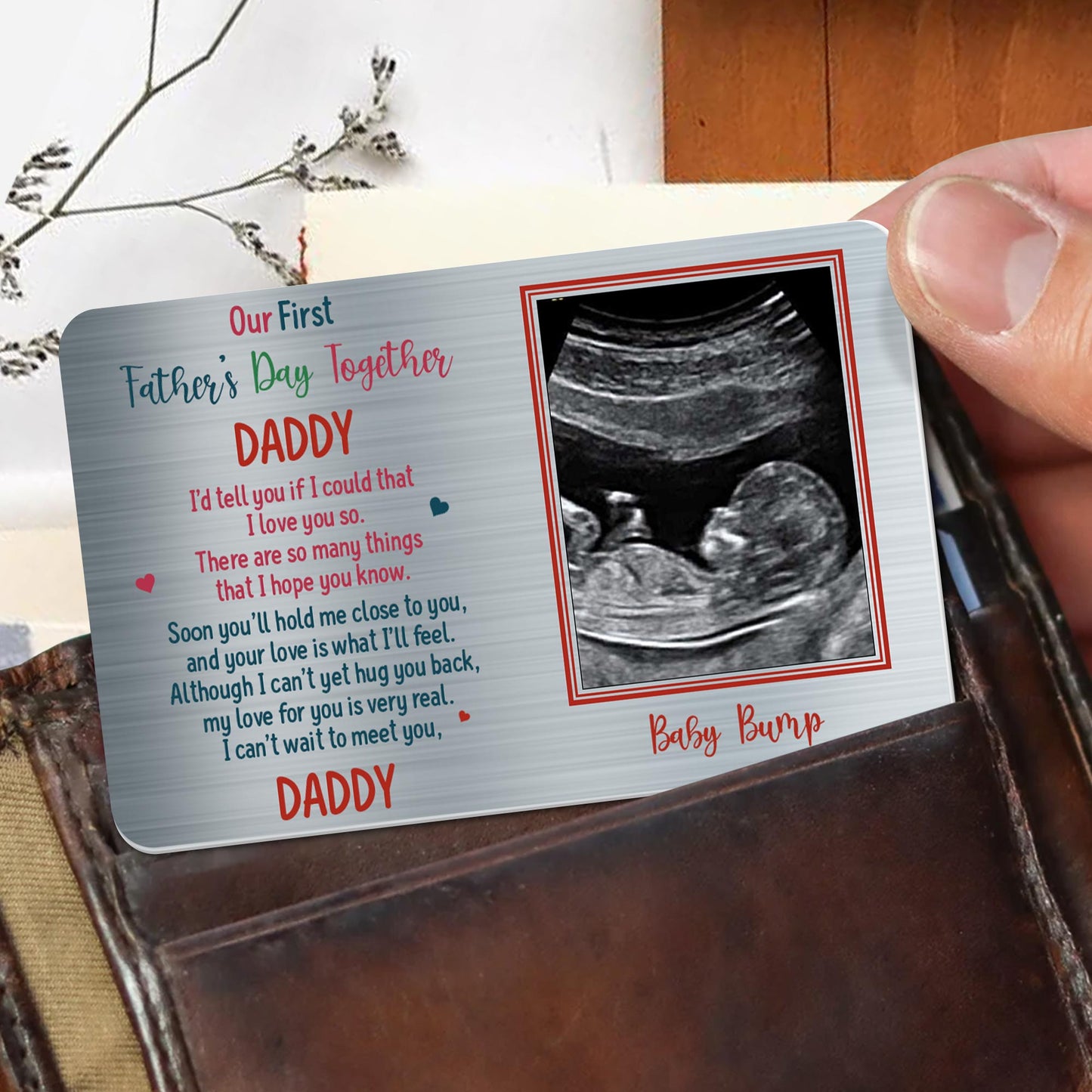 Our First Father's Day Together, Ultrasound Image And Heart Shapes