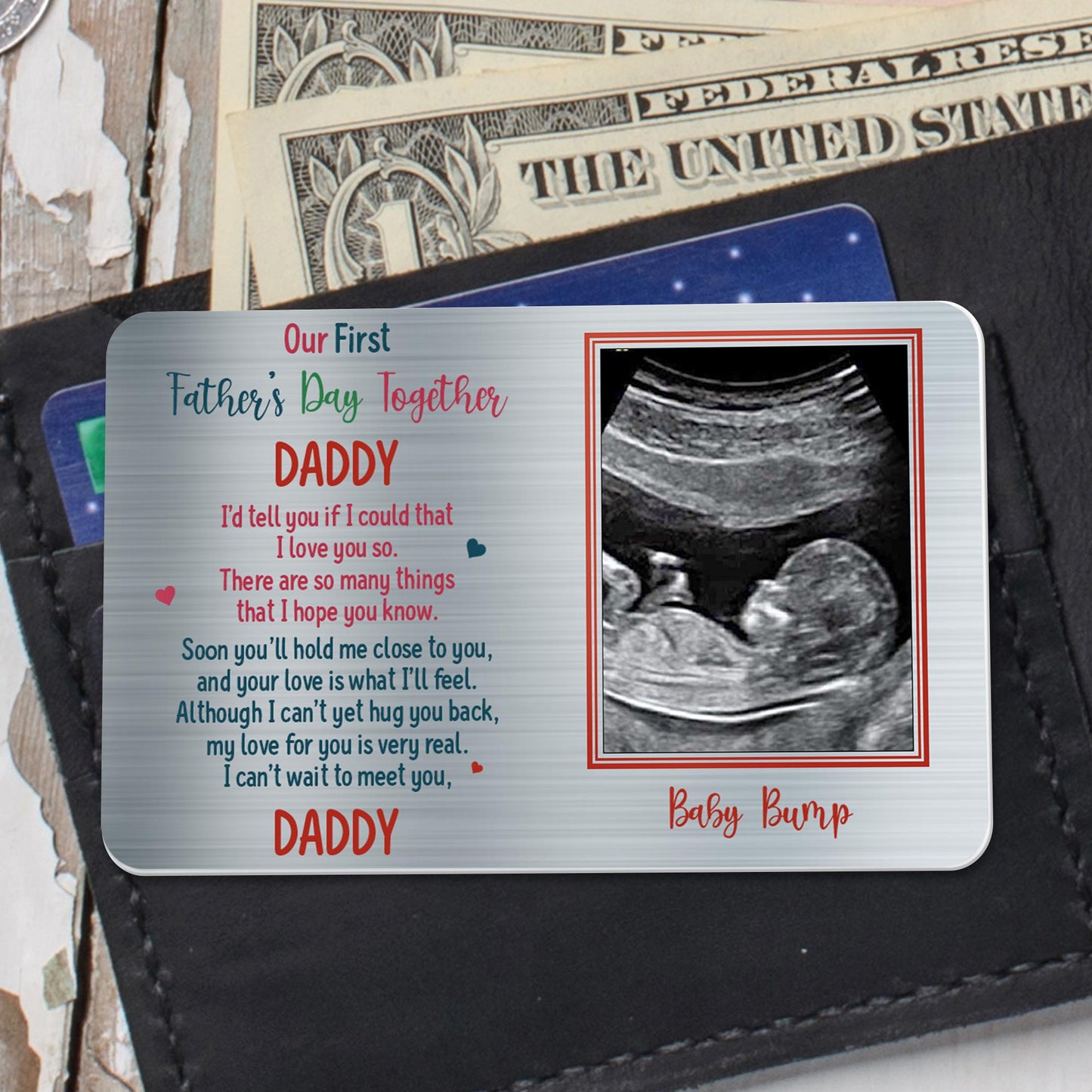 Our First Father's Day Together, Ultrasound Image And Heart Shapes