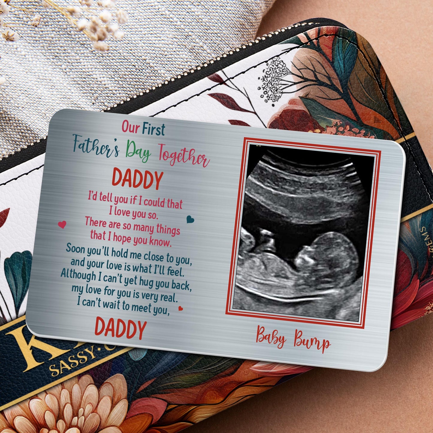 Our First Father's Day Together, Ultrasound Image And Heart Shapes