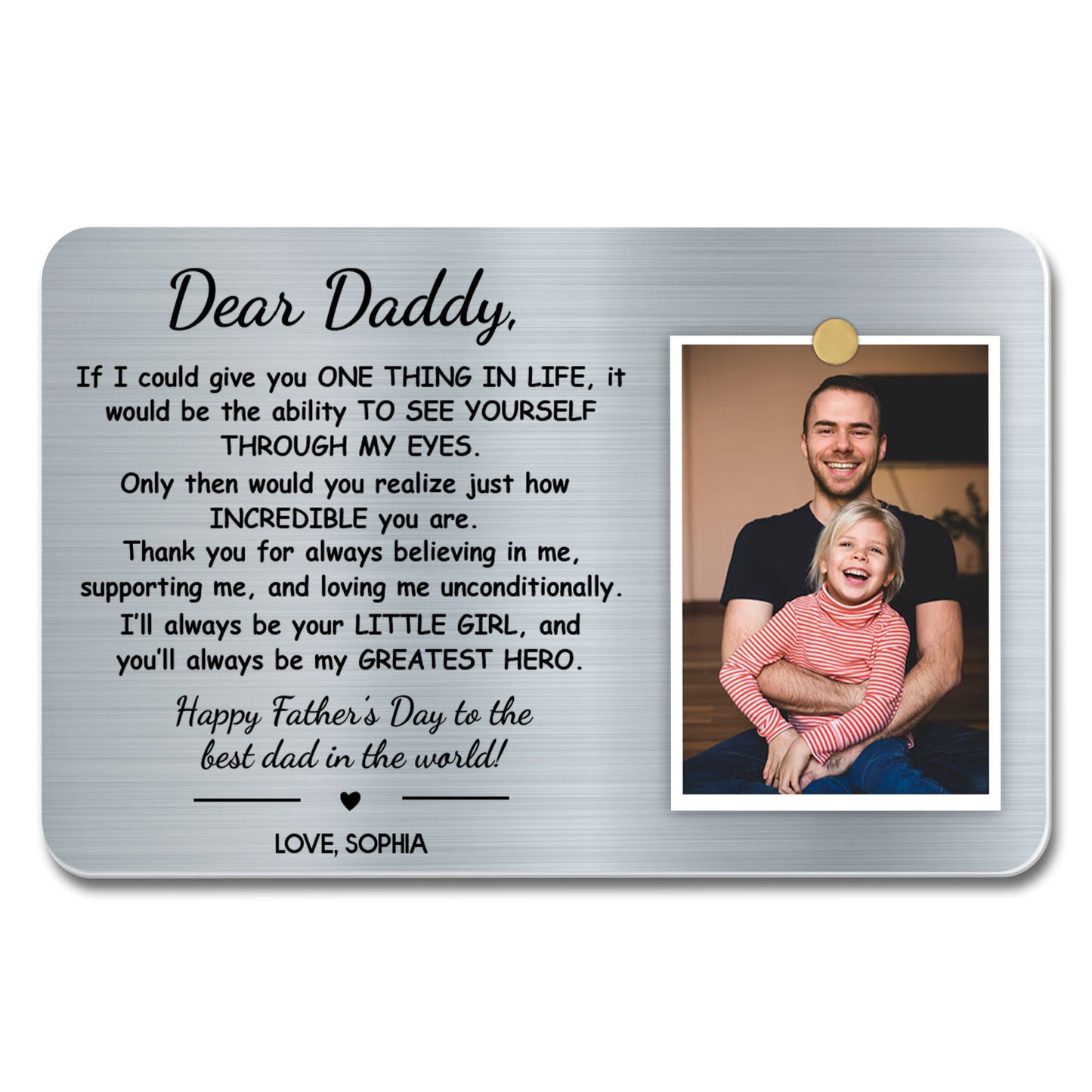 Dear Daddy, You Are My Greatest Hero Wallet Card