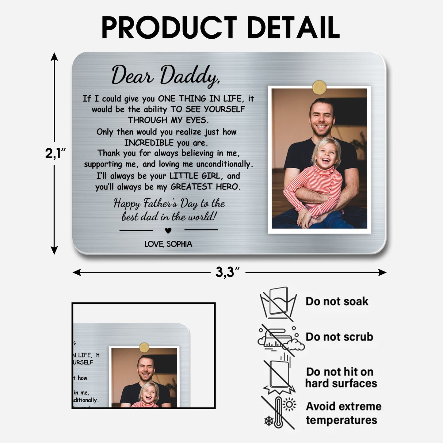 Dear Daddy, You Are My Greatest Hero Wallet Card