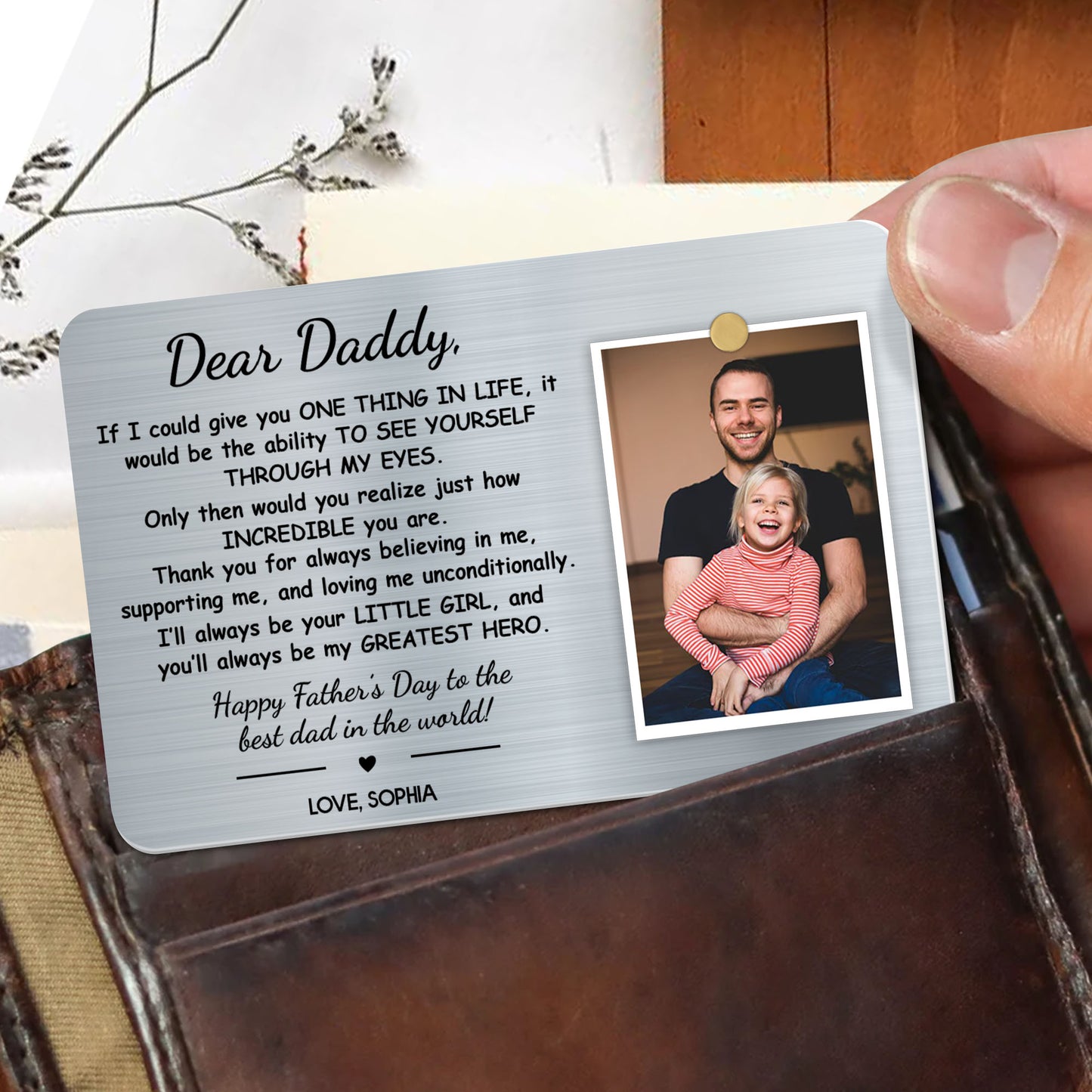 Dear Daddy, You Are My Greatest Hero Wallet Card