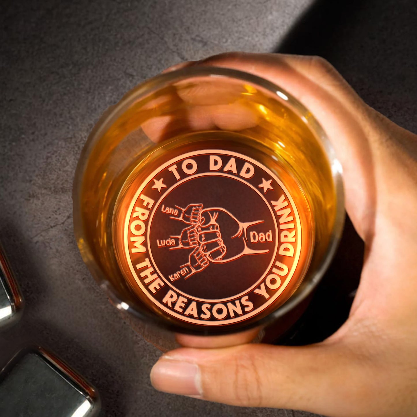 To Dad, From The Reasons You Drink, Handshake - Personalized Engraved Whiskey Glass - DAD028_EWG
