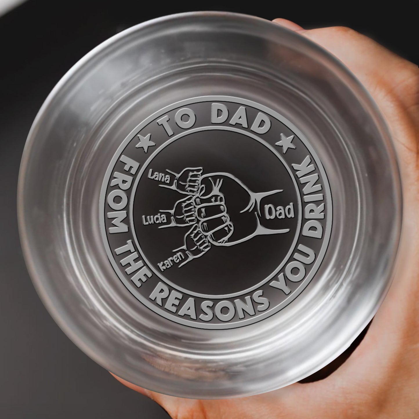To Dad, From The Reasons You Drink, Handshake - Personalized Engraved Whiskey Glass - DAD028_EWG