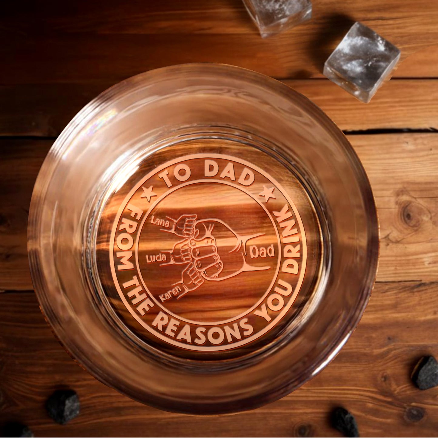 To Dad, From The Reasons You Drink, Handshake - Personalized Engraved Whiskey Glass - DAD028_EWG