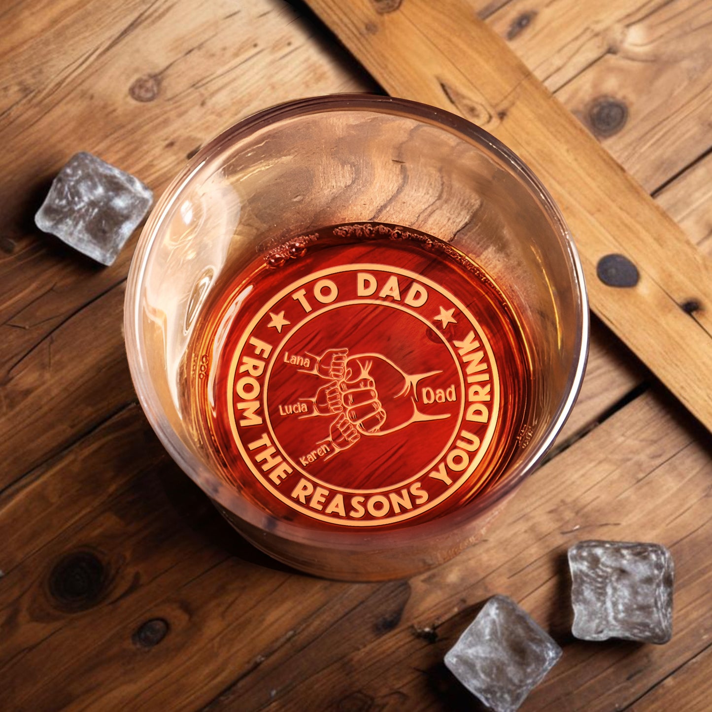 To Dad, From The Reasons You Drink, Handshake - Personalized Engraved Whiskey Glass - DAD028_EWG