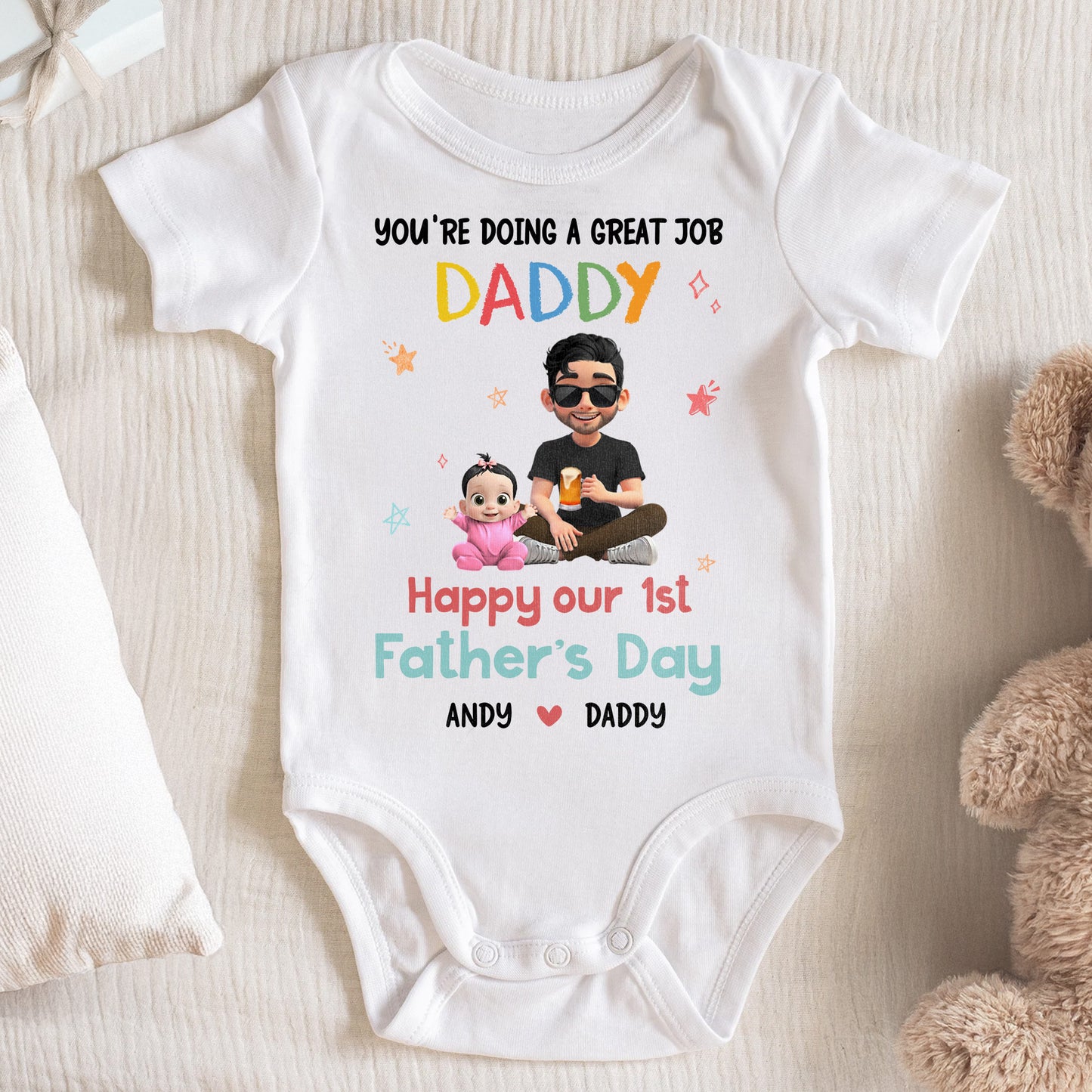 You're Doing A Great Job Daddy, Happy Our 1st Father's Day, Cartoon Figures