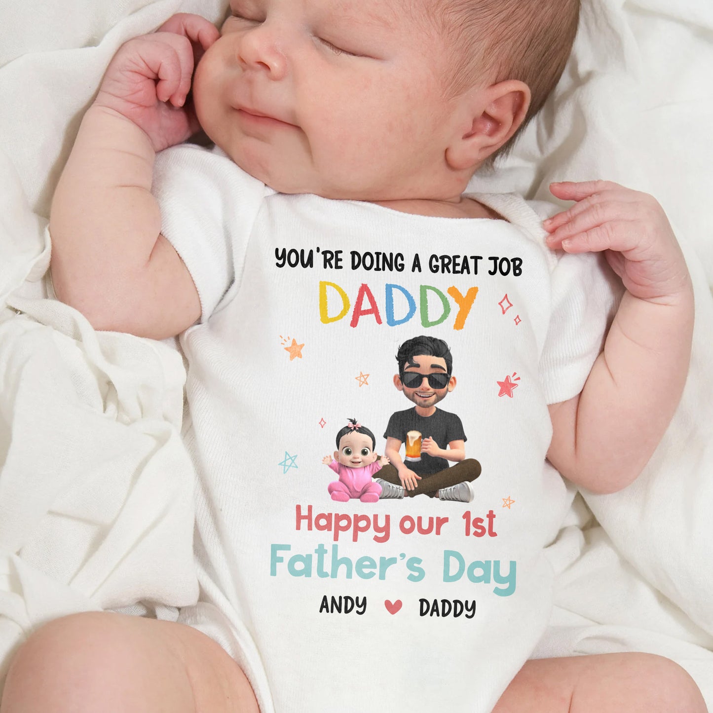 You're Doing A Great Job Daddy, Happy Our 1st Father's Day, Cartoon Figures