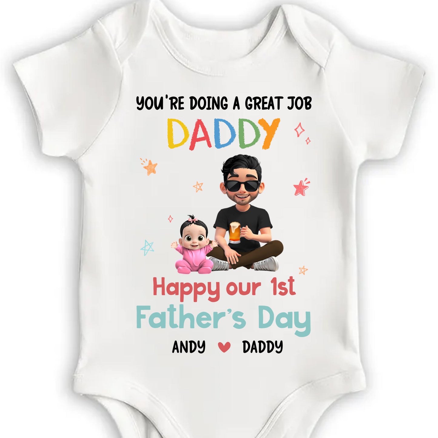 You're Doing A Great Job Daddy, Happy Our 1st Father's Day, Cartoon Figures