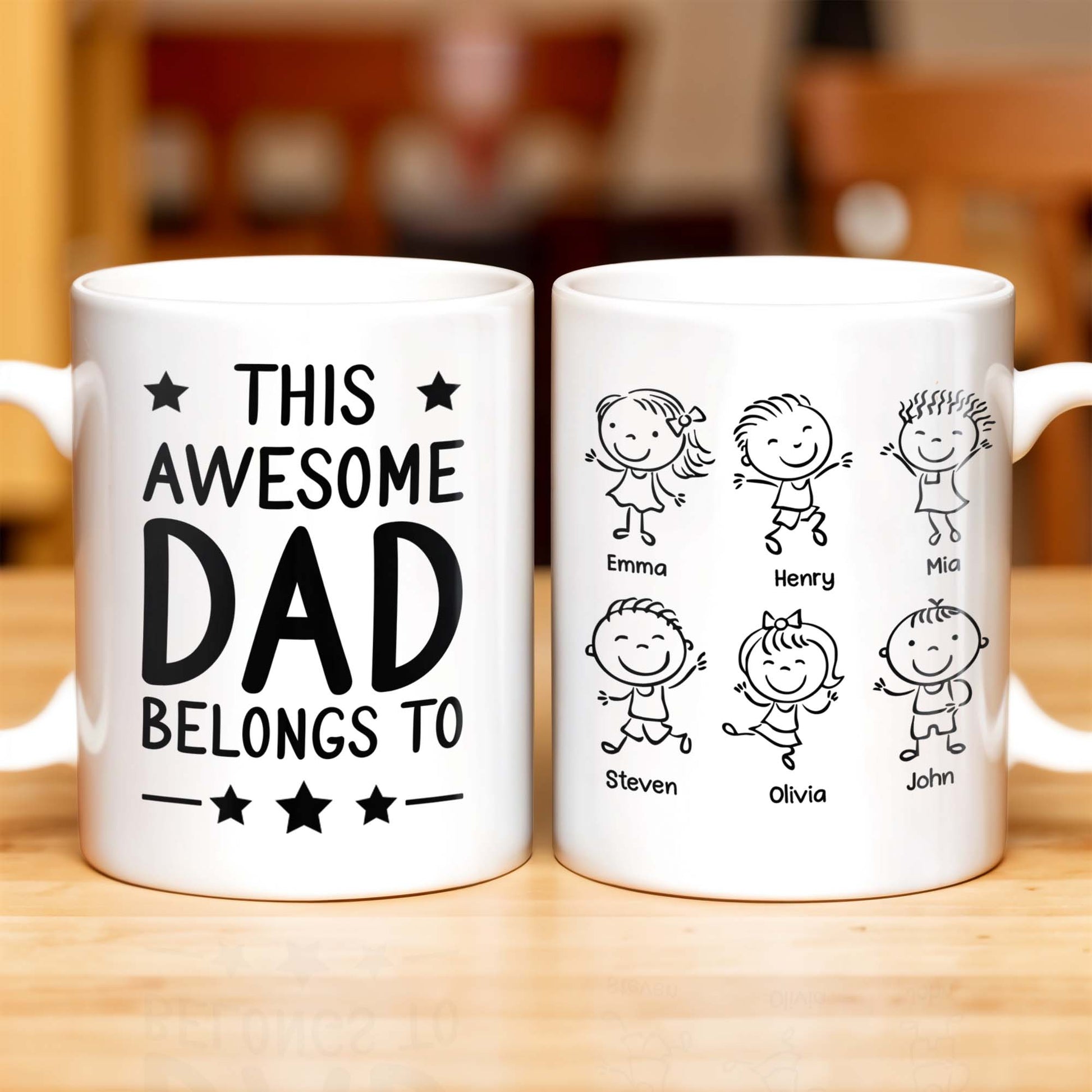 Create A Unique Family Mug With Custom Names And Cartoon Children