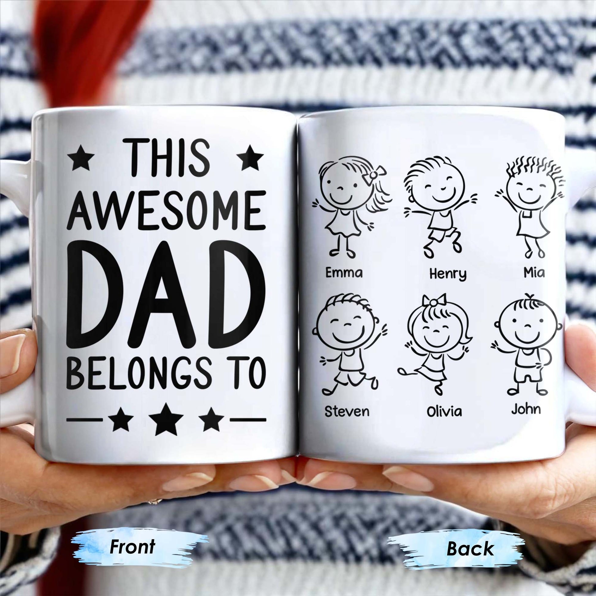 Create A Unique Family Mug With Custom Names And Cartoon Children