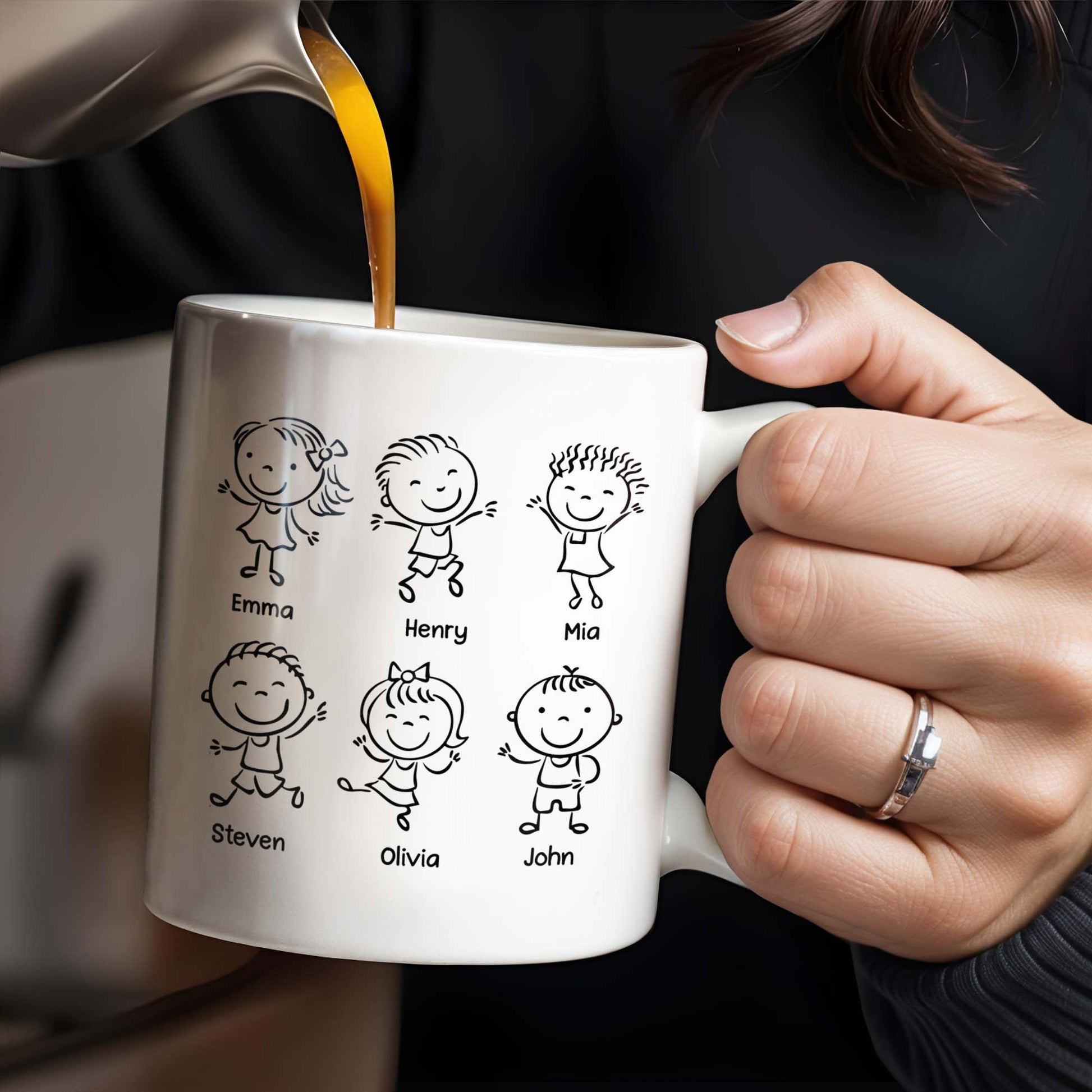 Create A Unique Family Mug With Custom Names And Cartoon Children