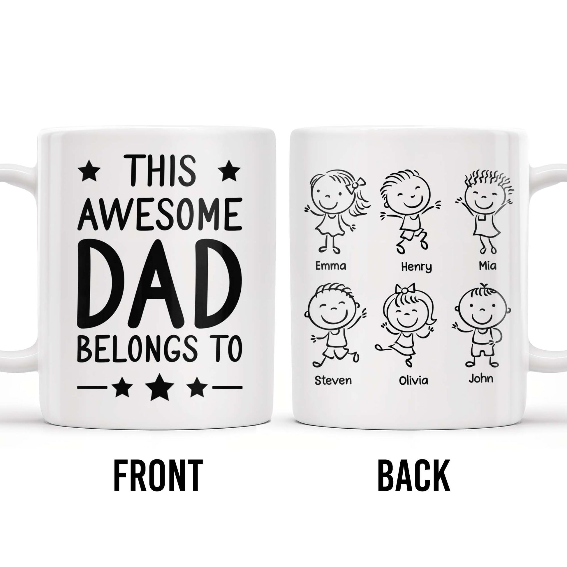 Create A Unique Family Mug With Custom Names And Cartoon Children