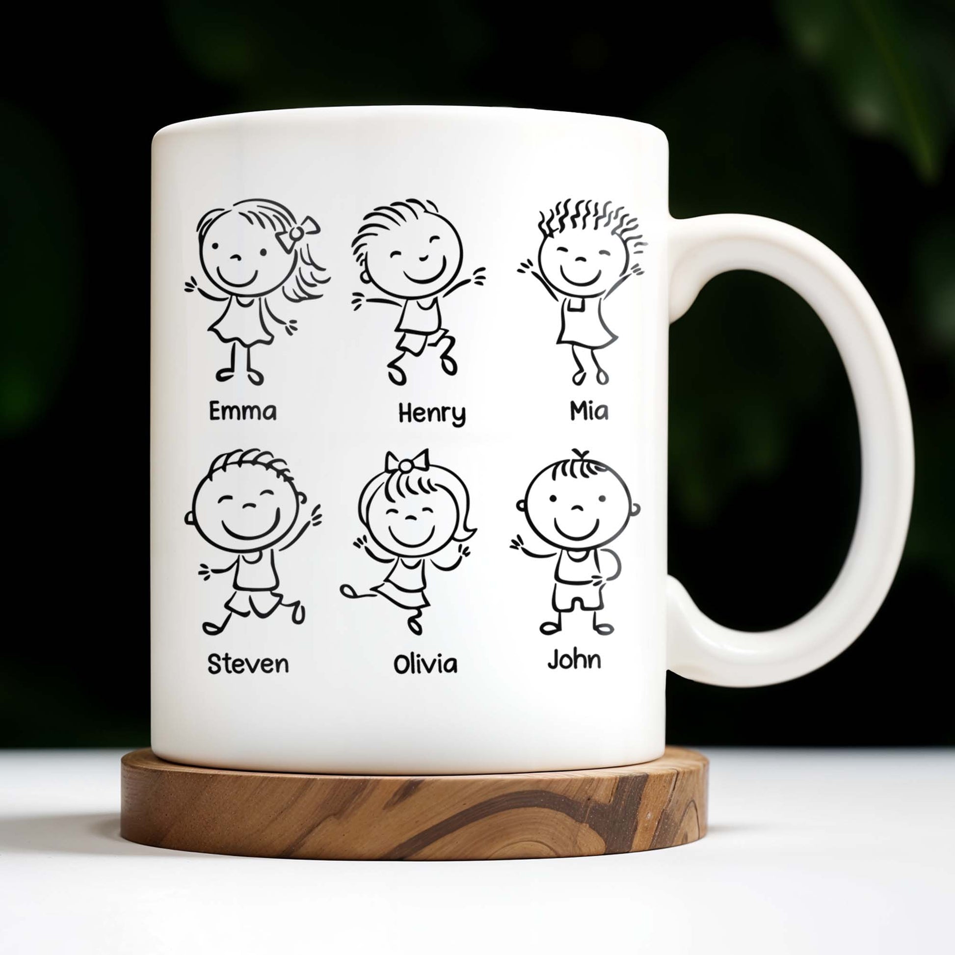 Create A Unique Family Mug With Custom Names And Cartoon Children