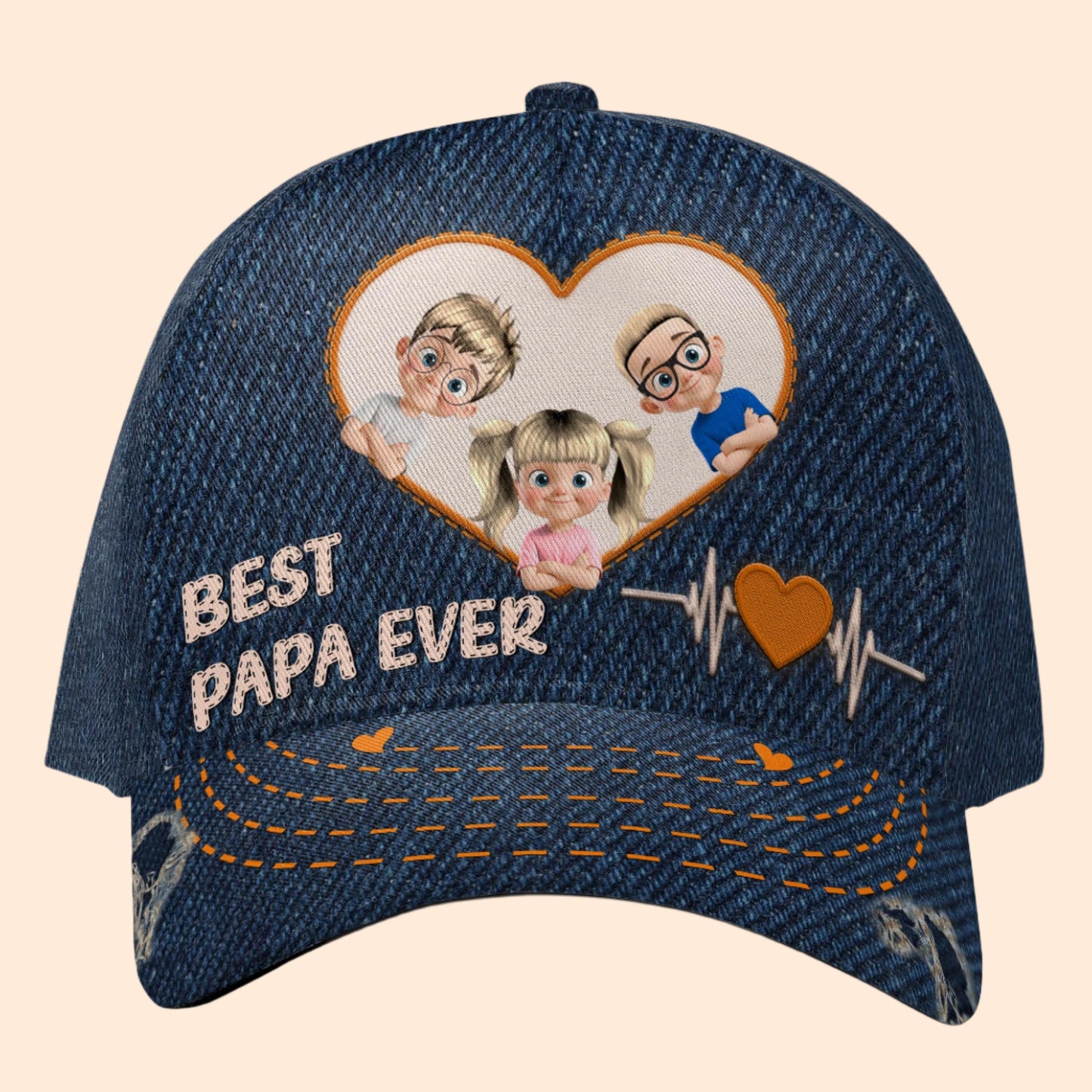 Best Papa Ever, Heart And Family Portrait