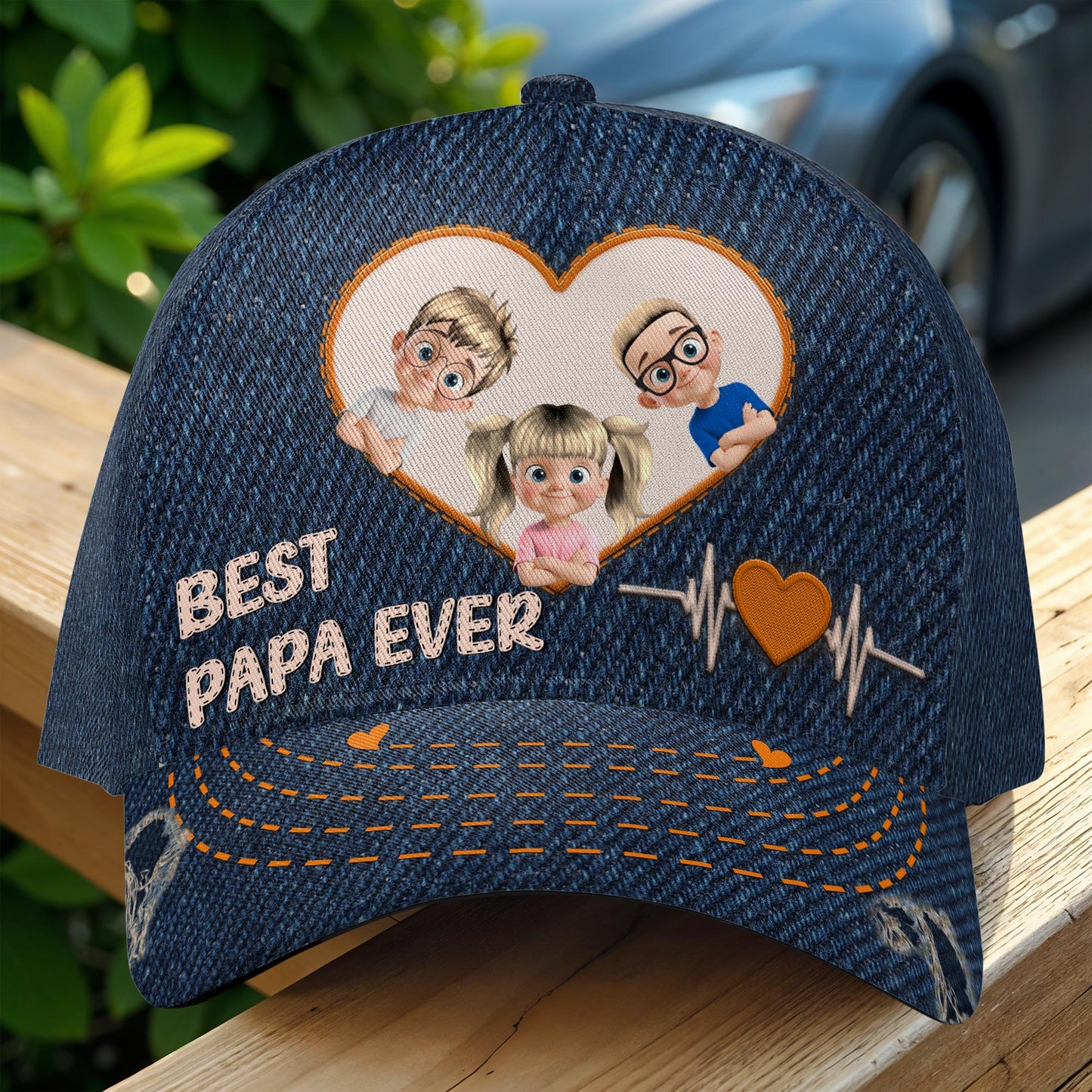 Best Papa Ever, Heart And Family Portrait