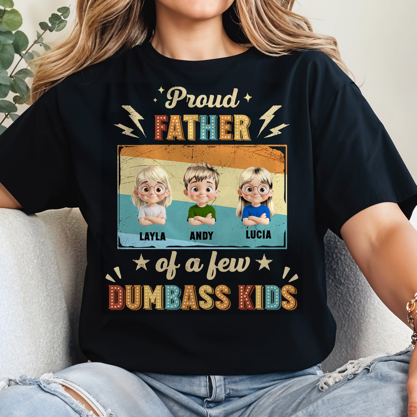Proud Father Of A Few Dumbass Kids, Stars And Lightning Bolts