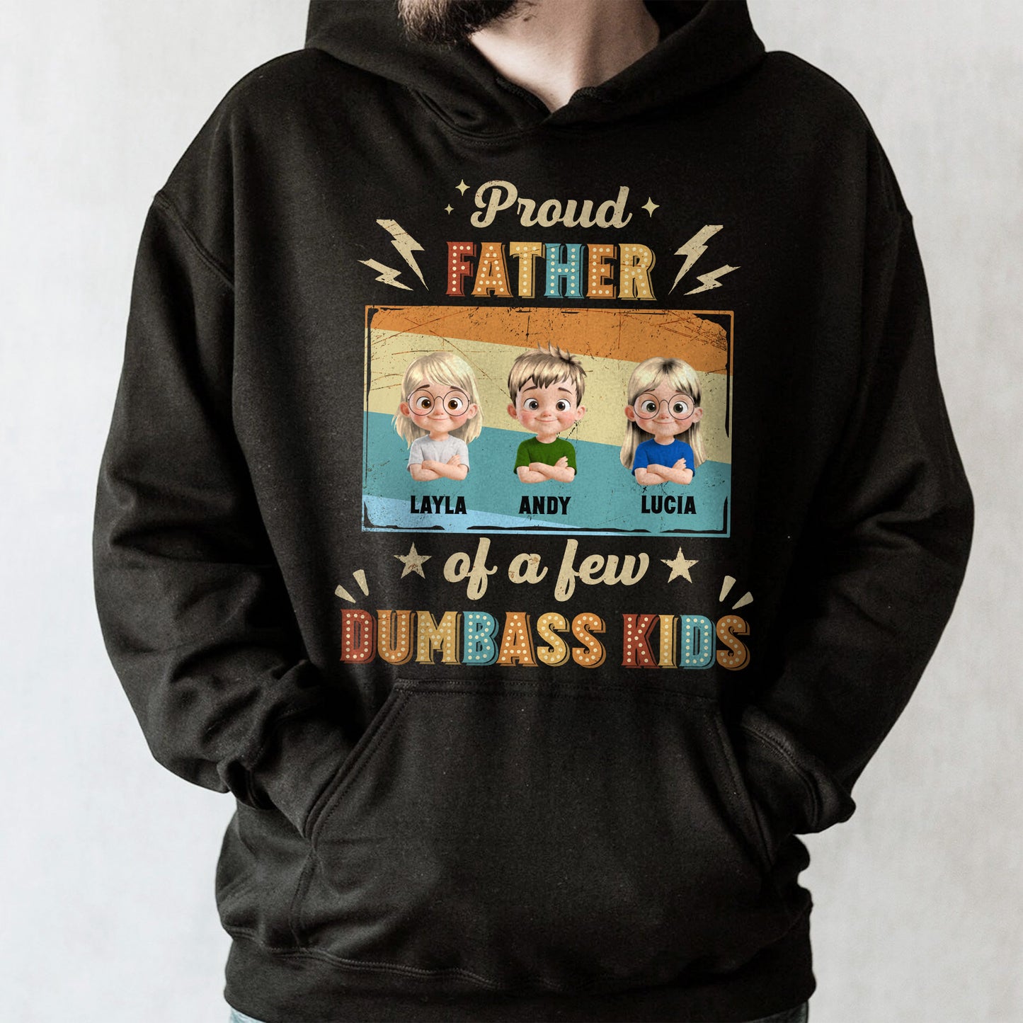 Proud Father Of A Few Dumbass Kids, Stars And Lightning Bolts