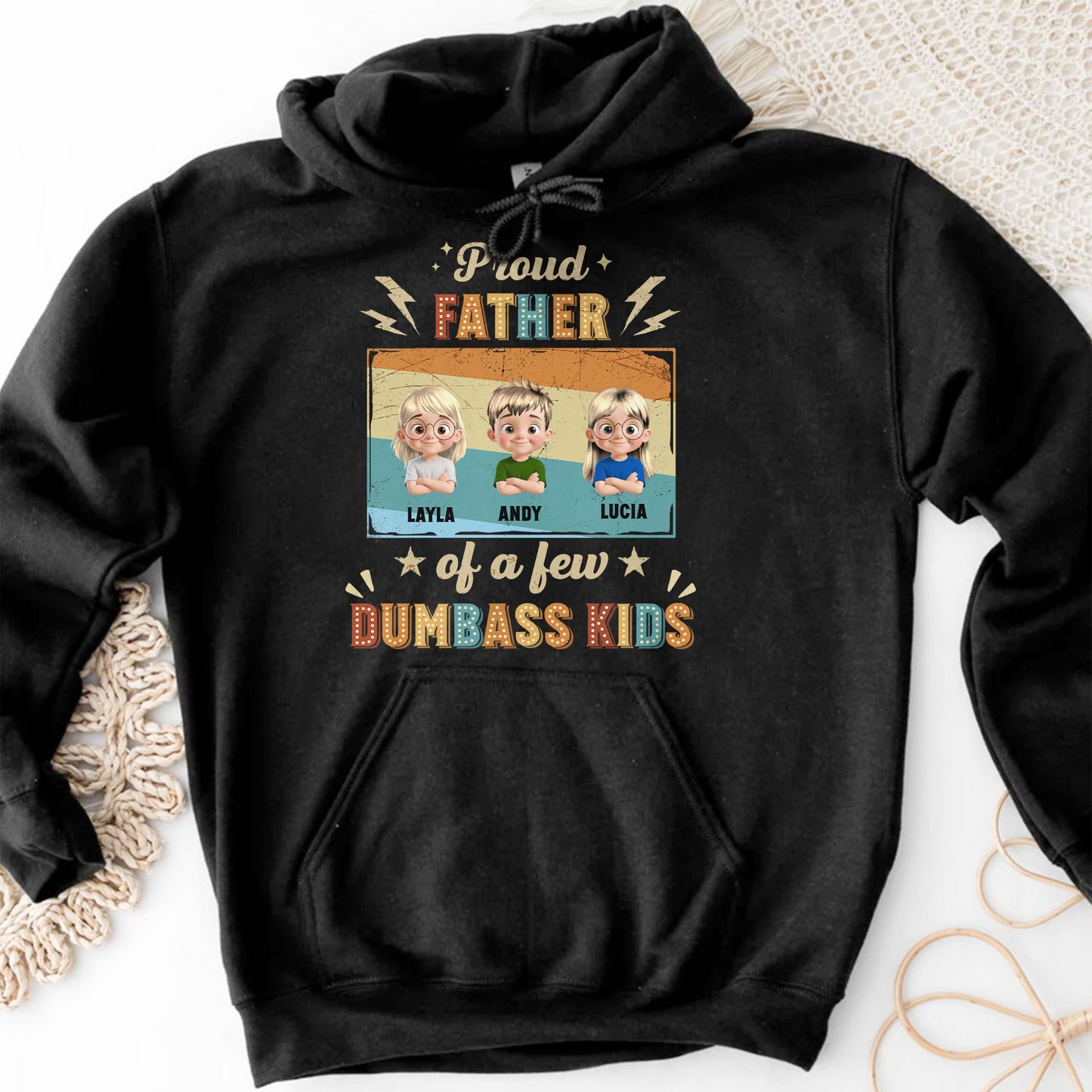Proud Father Of A Few Dumbass Kids, Stars And Lightning Bolts