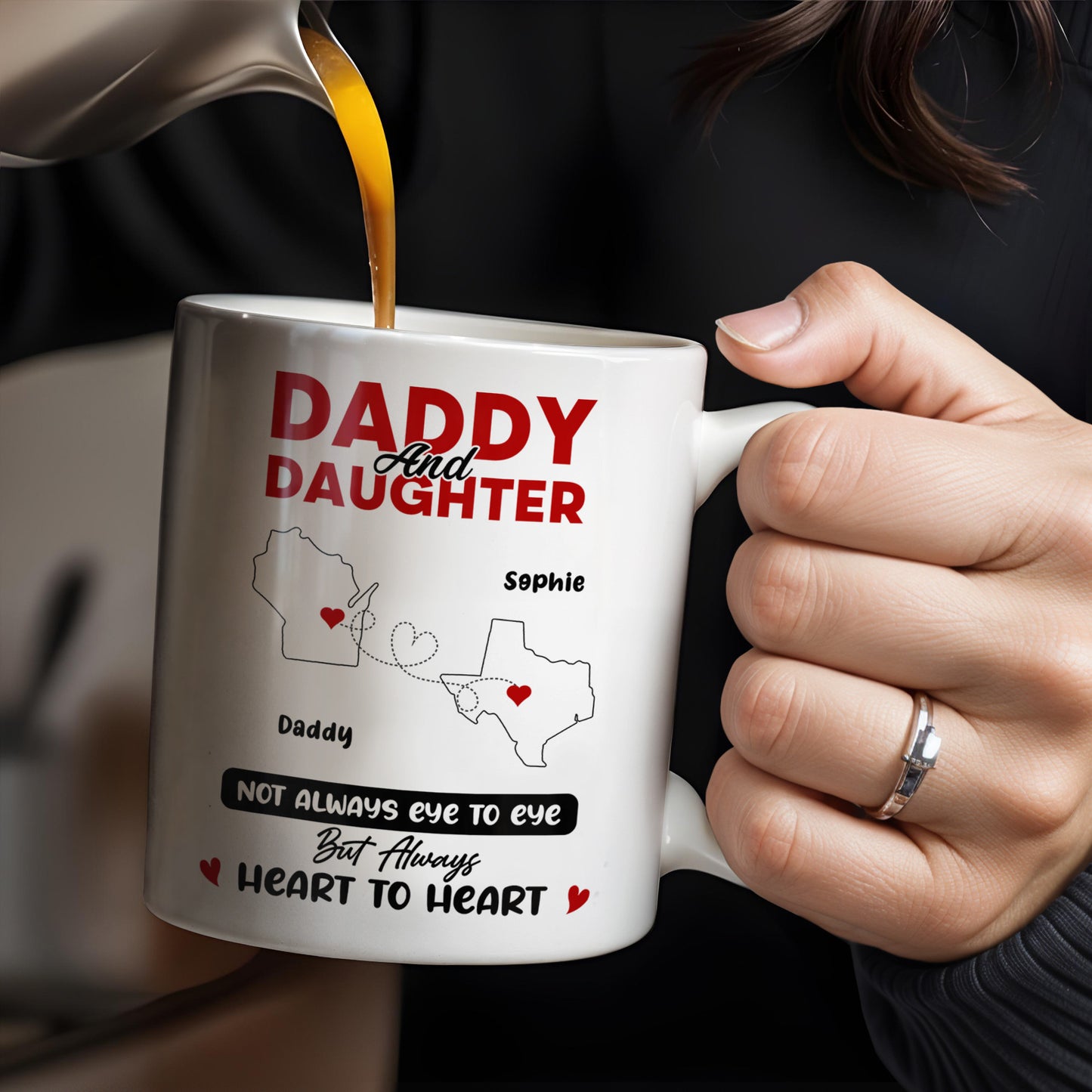 Daddy And Daughter Not Always Eye To Eye But Always Heart To Heart, Map and Heart