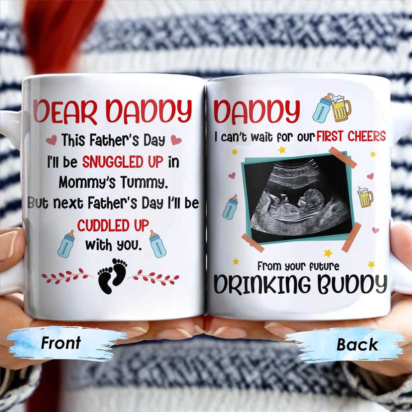 Dear Daddy, This Father's Day I'll Be Snuggled Up, Ultrasound Image, Beer, Heart