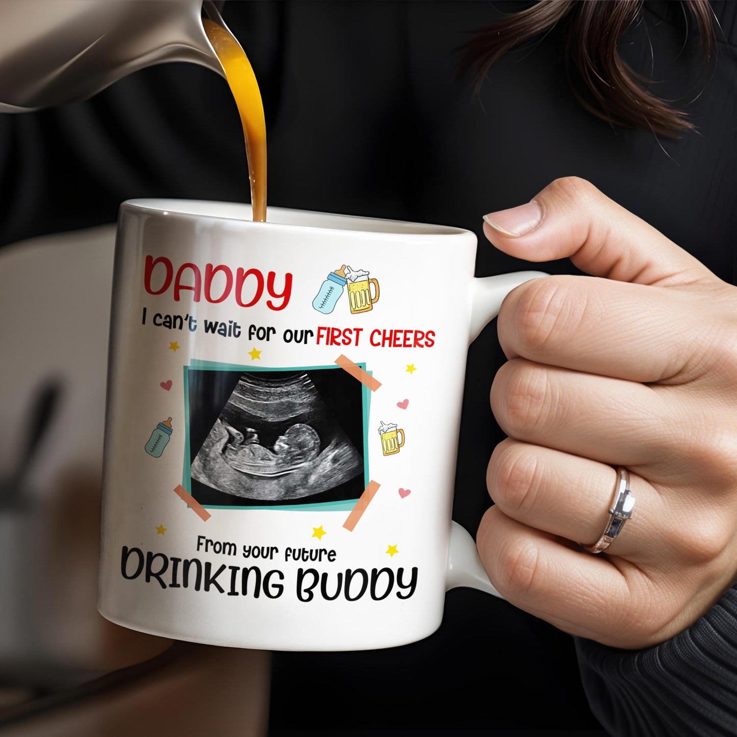 Dear Daddy, This Father's Day I'll Be Snuggled Up, Ultrasound Image, Beer, Heart
