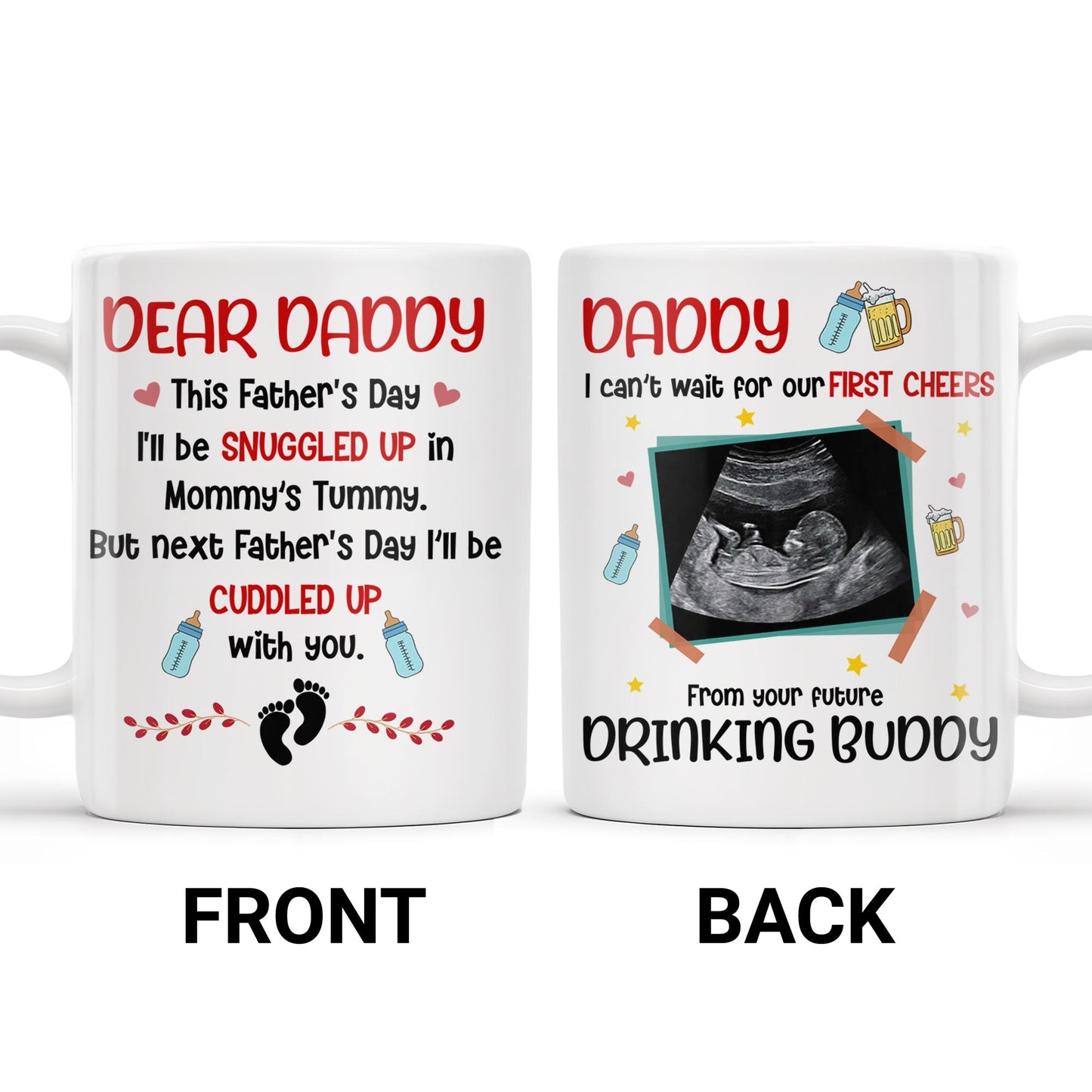 Dear Daddy, This Father's Day I'll Be Snuggled Up, Ultrasound Image, Beer, Heart