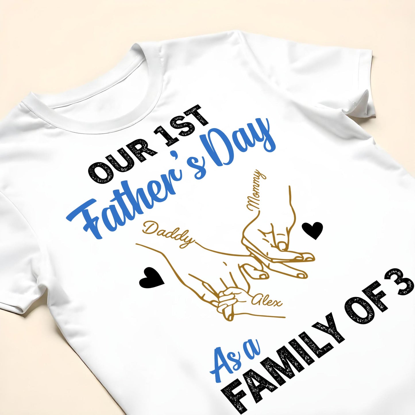Our 1st Father's Day As A Family Of 3, Hand Prints And Heart
