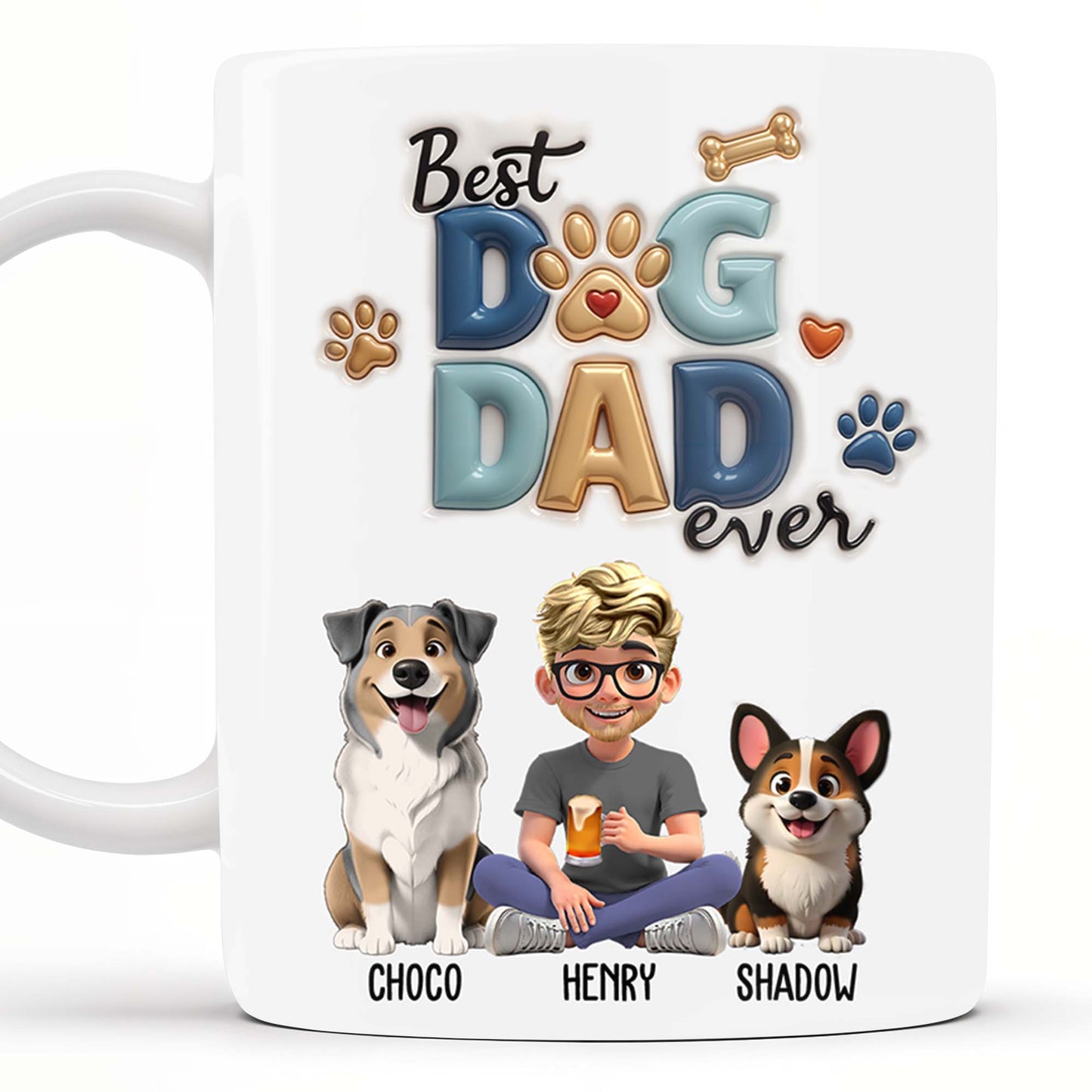 Best Dog Dad Ever, Dogs, Paws, And Beer Mug