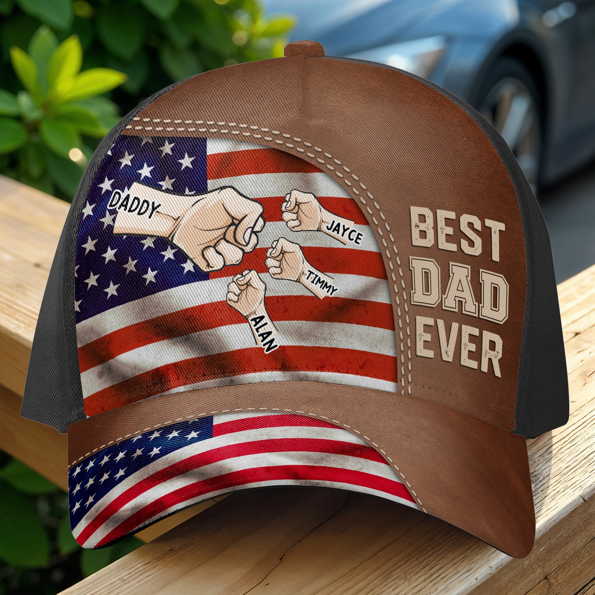 Best Dad Ever, American Flag and Fist Bumps