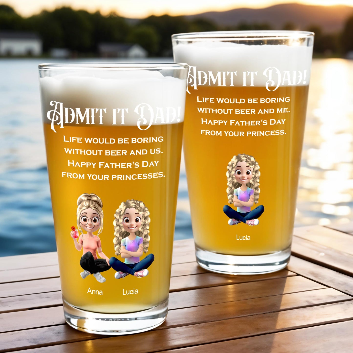 Admit It Dad! Life Would Be Boring Without Beer And Us, Cartoon Daughters