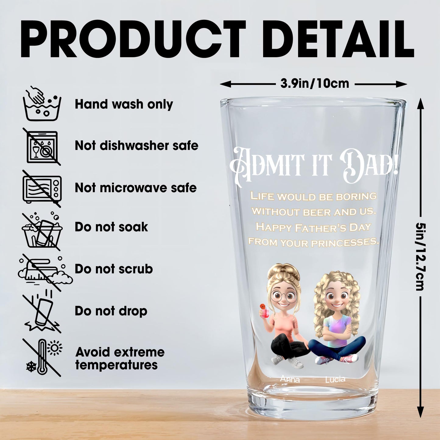 Admit It Dad! Life Would Be Boring Without Beer And Us, Cartoon Daughters