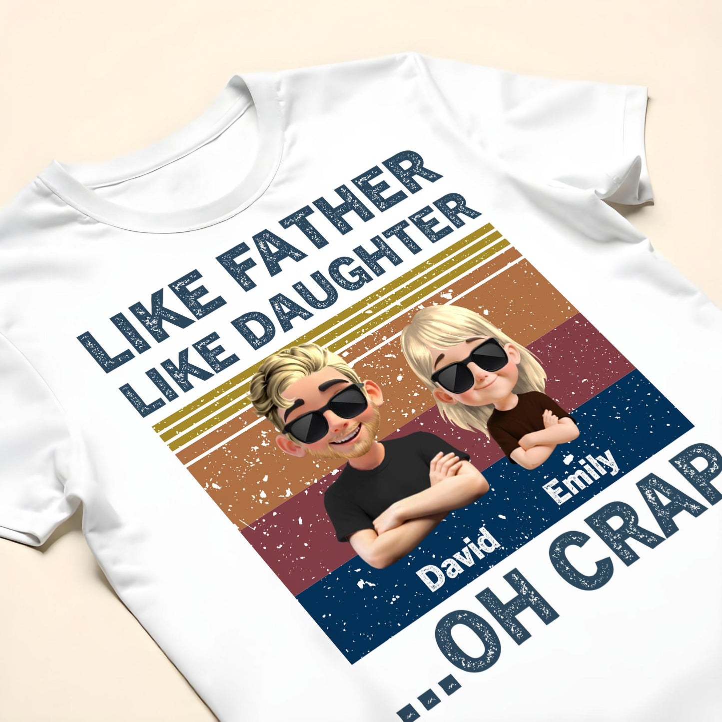 Like Father Like Daughter, Sunglasses And Cartoon Figures