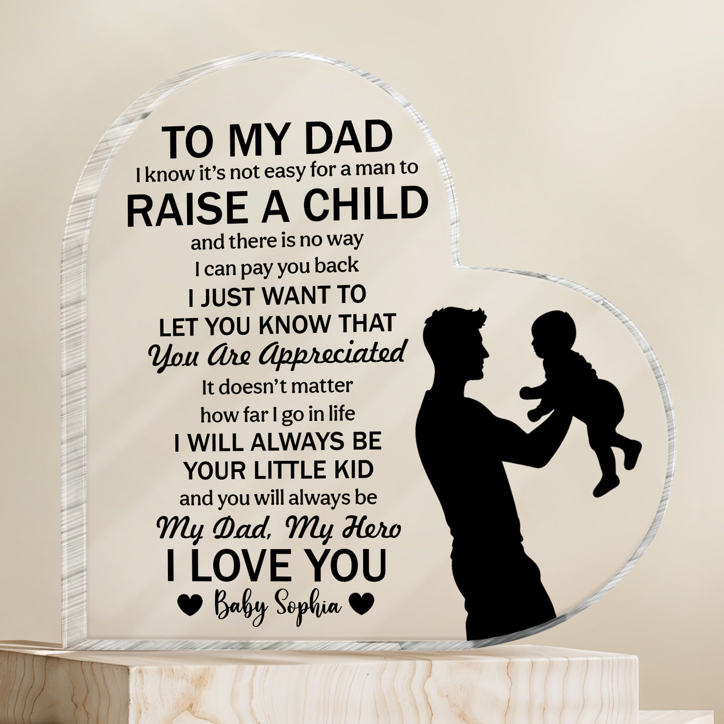 To My Dad, Raise A Child, Father And Child Silhouette And Heart