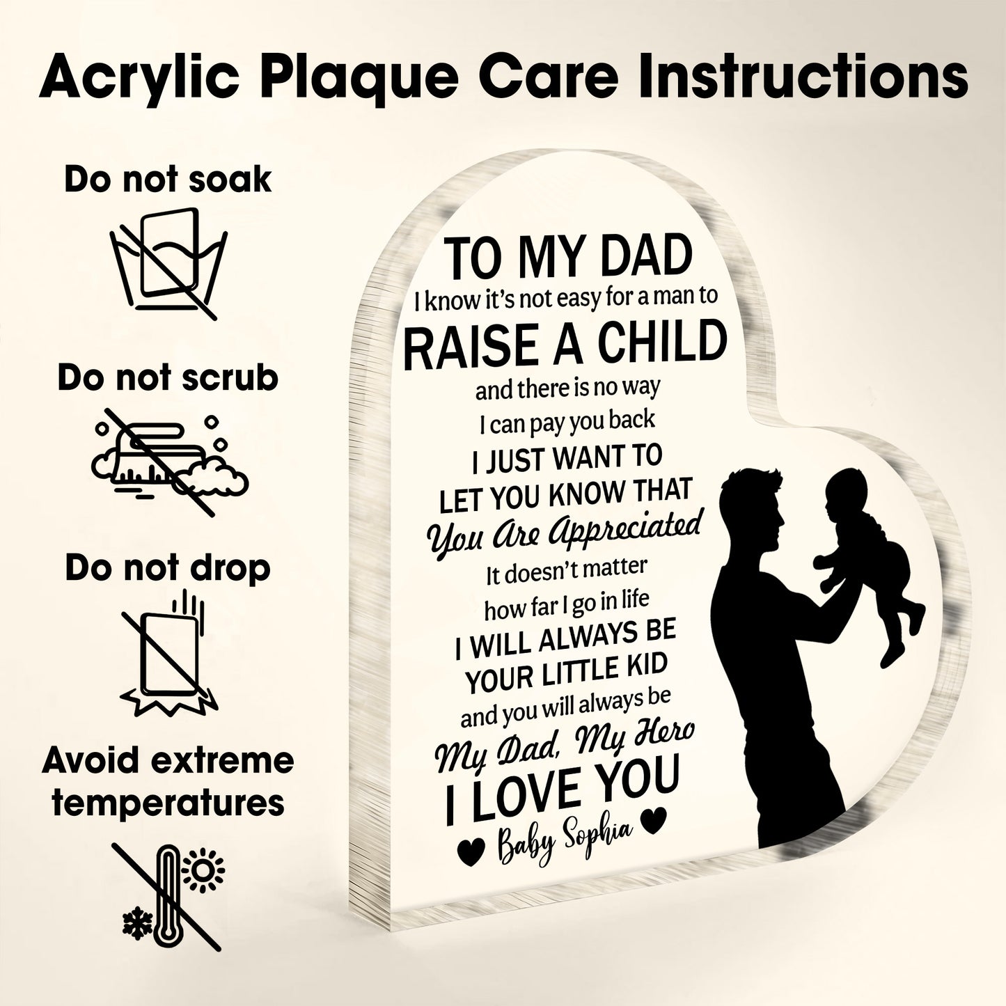 To My Dad, Raise A Child, Father And Child Silhouette And Heart
